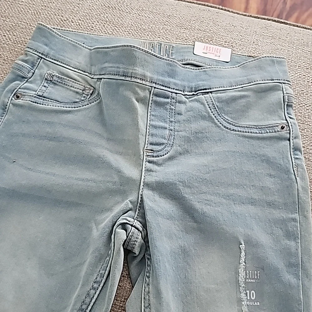 Justice Jeggings Ripped Skinny Blue size 10 Juniors High Rise nwt